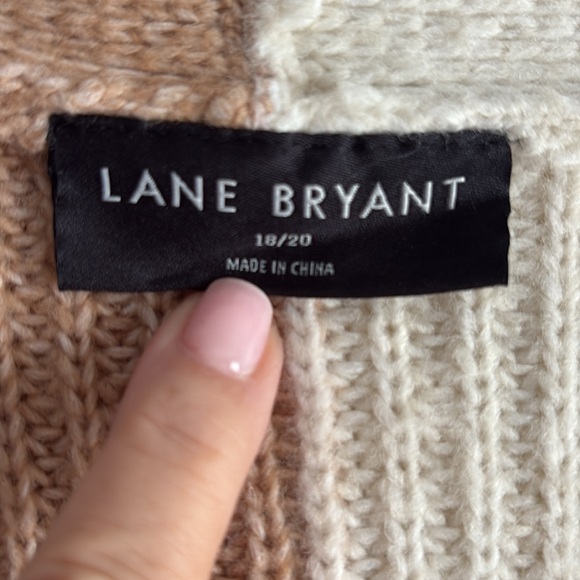 LANE BRYANT Classic Button-Front Colorblock Cardigan in Tan/Cream Size 18/20 - Picture 7 of 8